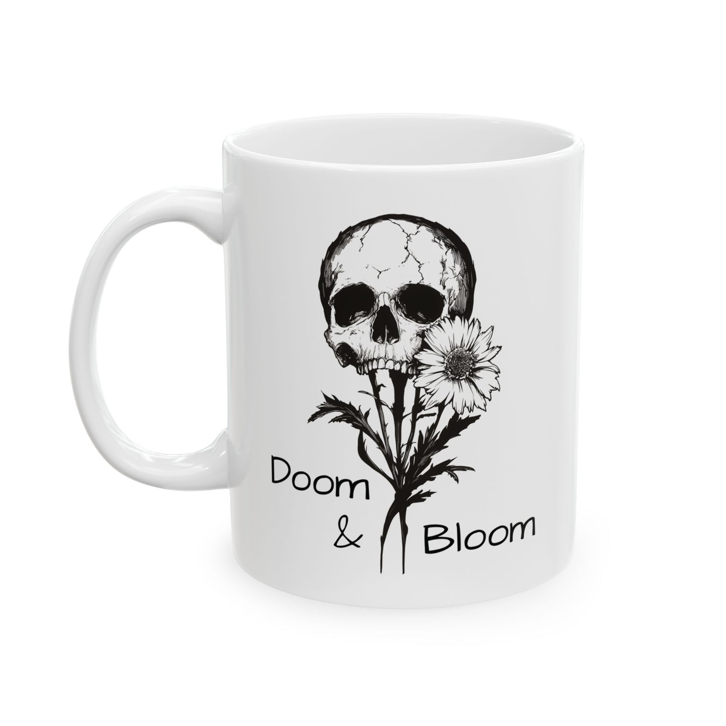 Doom & Bloom Mug | Floral Skull Coffee Cup | Dark Aesthetic Gift