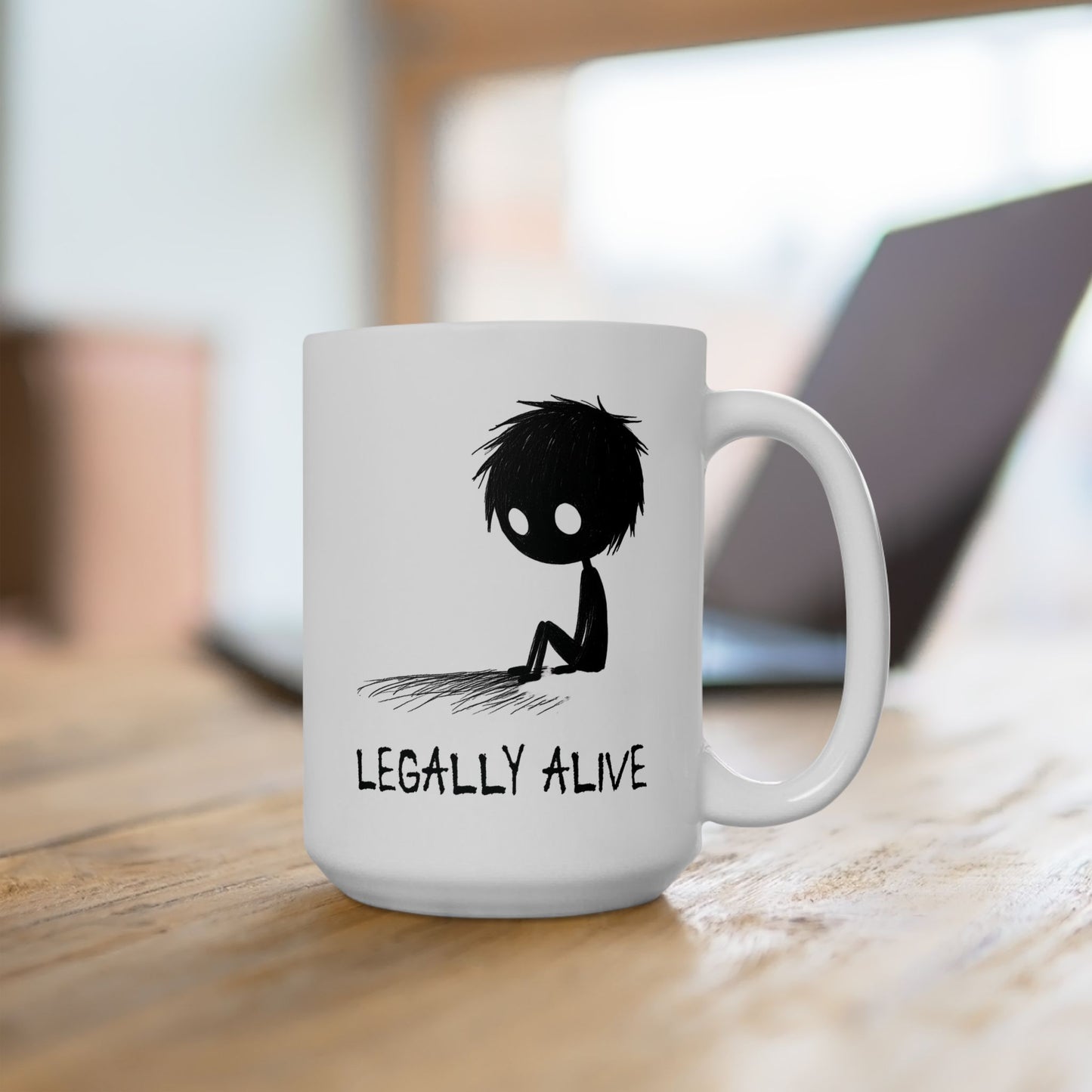 Legally Alive Mug | Funny Existential Coffee Cup | Dark Humor & Mental Health Gift