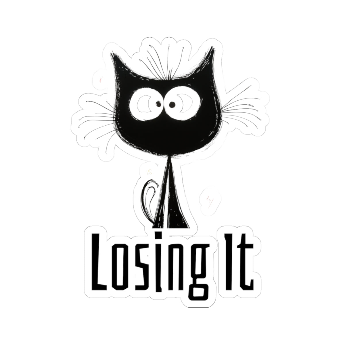 Losing It Sticker | Funny Cat Vinyl Decal | Anxiety & Mental Breakdown Humor