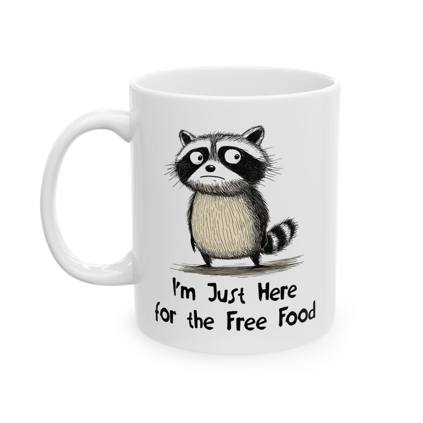 Free Food Mug | Funny Coffee Cup | Raccoon & Foodie Humor Gift