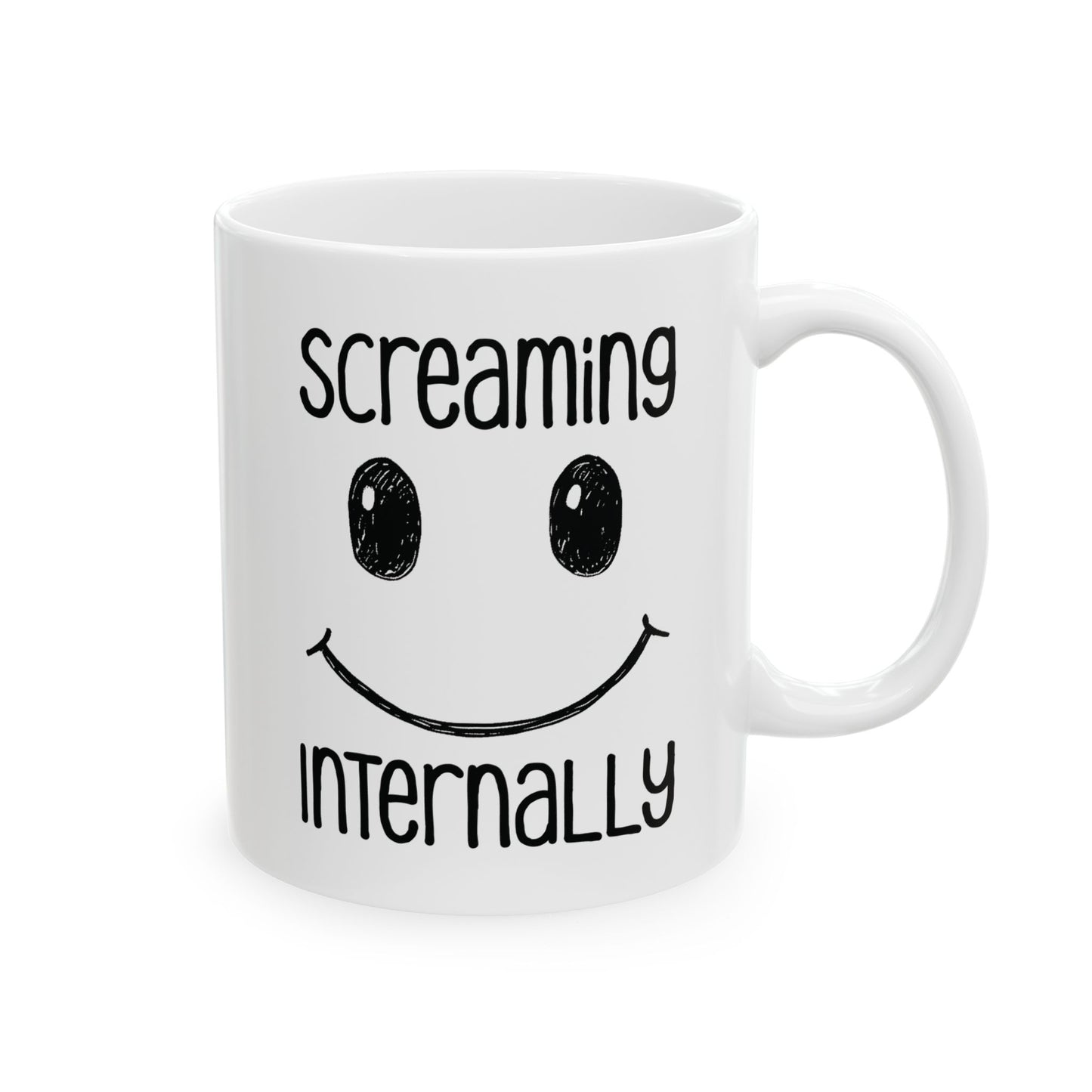 Screaming Internally Mug | Funny Coffee Cup | Sarcastic Anxiety Humor Gift