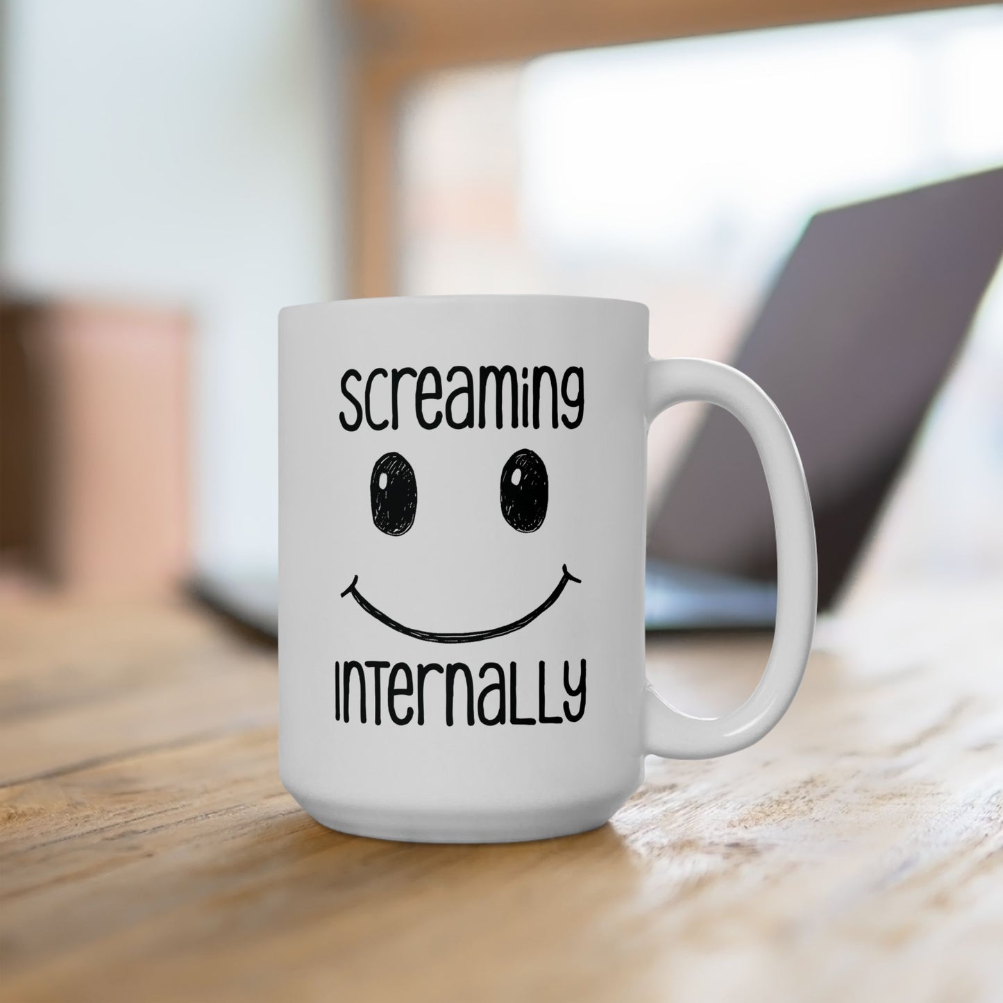 Screaming Internally Mug | Funny Coffee Cup | Sarcastic Anxiety Humor Gift