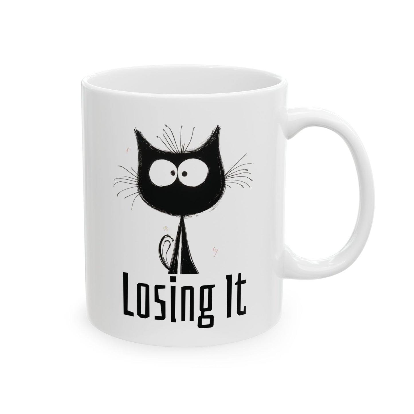 Losing It Mug | Funny Coffee Cup | Anxiety Cat & Mental Breakdown Humor Gift