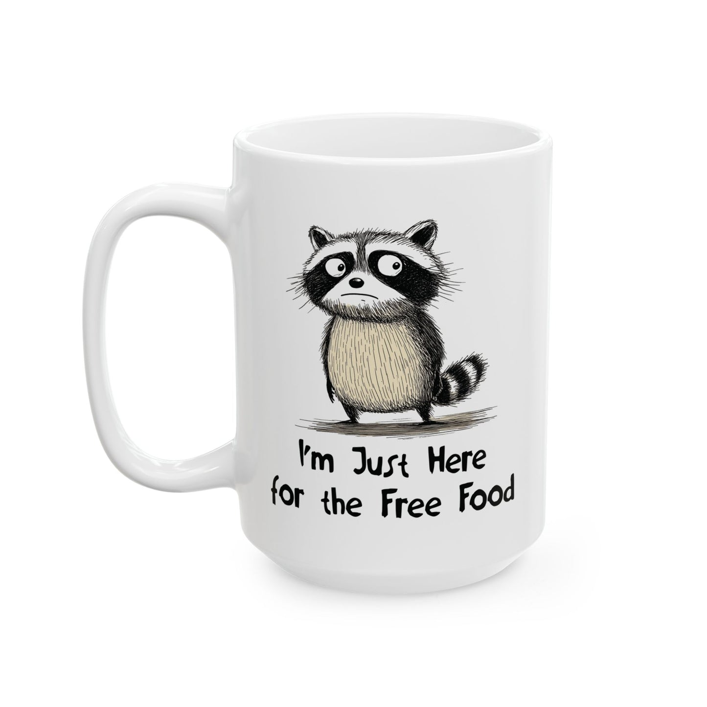 Free Food Mug | Funny Coffee Cup | Raccoon & Foodie Humor Gift