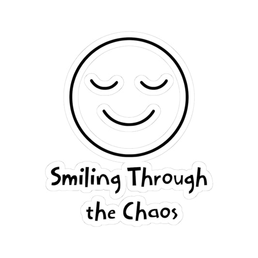 Smiling Through the Chaos Sticker | Funny Anxiety Vinyl Decal | Stress Humor