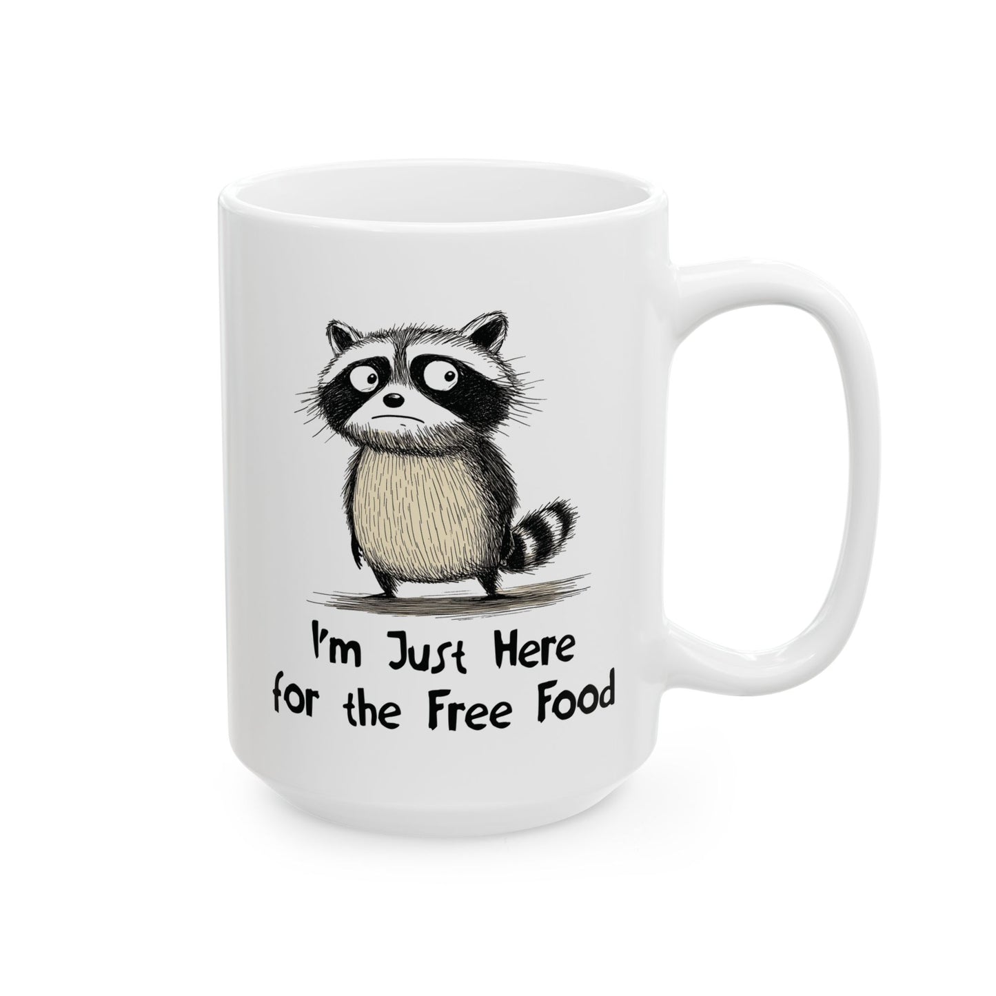 Free Food Mug | Funny Coffee Cup | Raccoon & Foodie Humor Gift