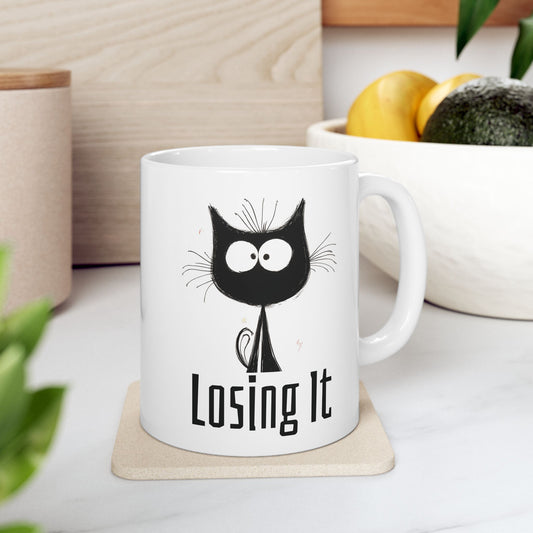Losing It Mug | Funny Coffee Cup | Anxiety Cat & Mental Breakdown Humor Gift