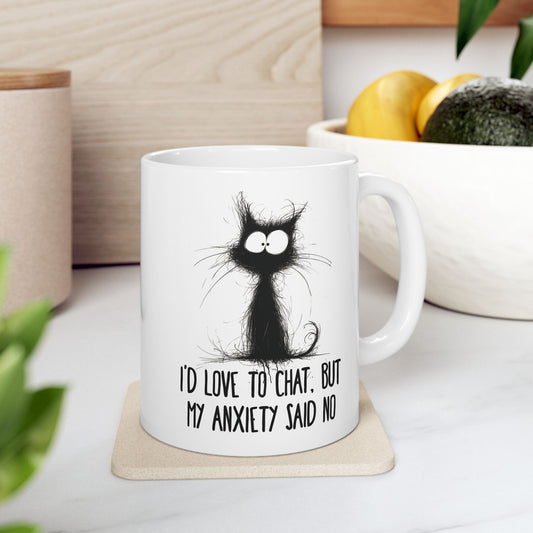 Anxiety Said No Mug | Funny Coffee Cup | Introvert & Social Anxiety Humor Gift