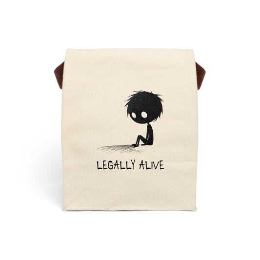 Legally Alive Lunch Bag | Funny Canvas Tote | Sarcastic Existential Dread Gift