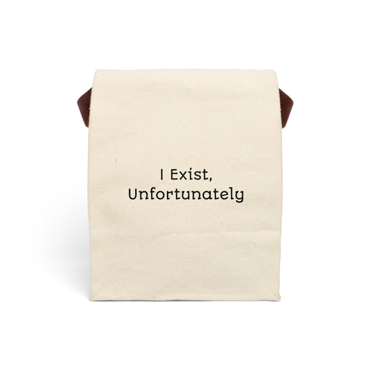 I Exist, Unfortunately Lunch Bag | Funny Canvas Tote | Existential Humor Gift