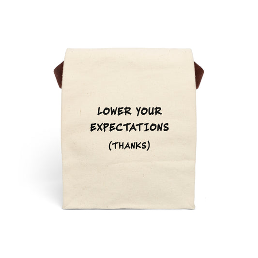 Lower Your Expectations Lunch Bag | Funny Canvas Tote | Sarcastic Self-Care Gift