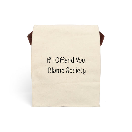 Blame Society Lunch Bag | Funny Canvas Tote | Mental Health & Burnout Humor Gift