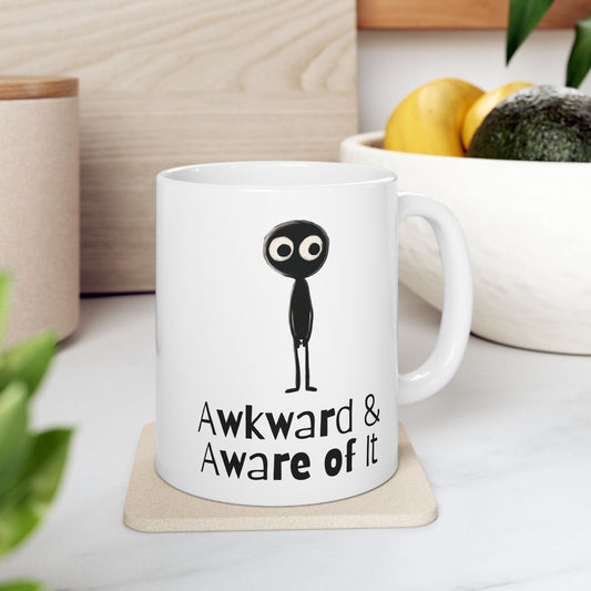 Awkward & Aware of It Mug | Social Anxiety Coffee Cup | Funny Introvert Gift