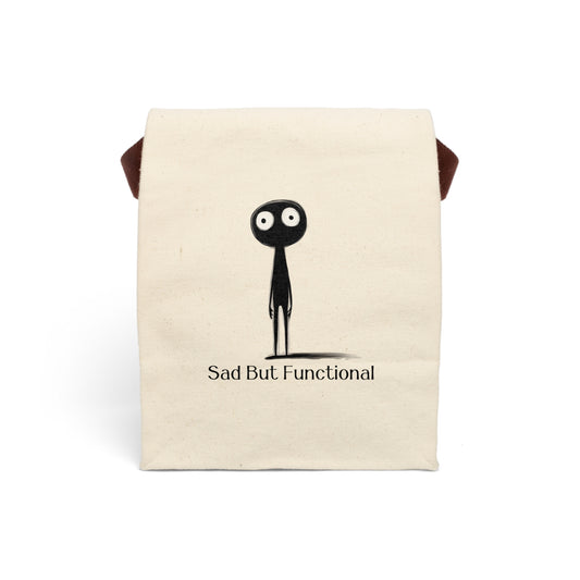 Sad But Functional Lunch Bag | Funny Canvas Tote | Mental Health & Burnout Humor Gift