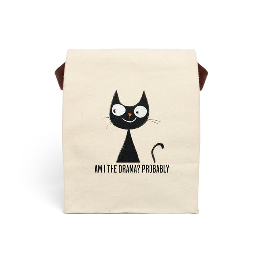 Am I the Drama? Lunch Bag | Funny Canvas Tote | Self-Awareness & Chaos Humor Gift