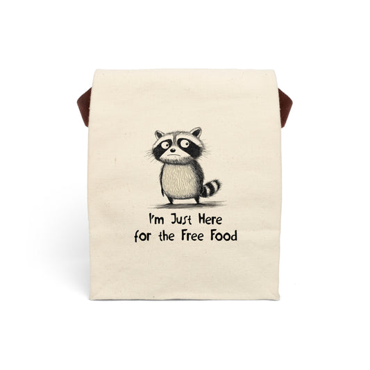 Free Food Lunch Bag | Funny Canvas Tote | Raccoon & Snack Enthusiast Gift