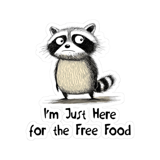 Free Food Sticker | Funny Raccoon Vinyl Decal | Snack Lover & Foodie Humor
