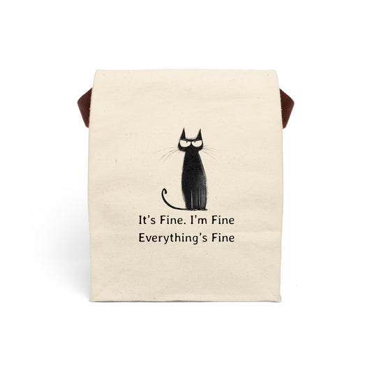 It’s Fine I’m Fine Everything’s Fine Lunch Bag | Funny Canvas Tote | Sarcastic Cat Gift