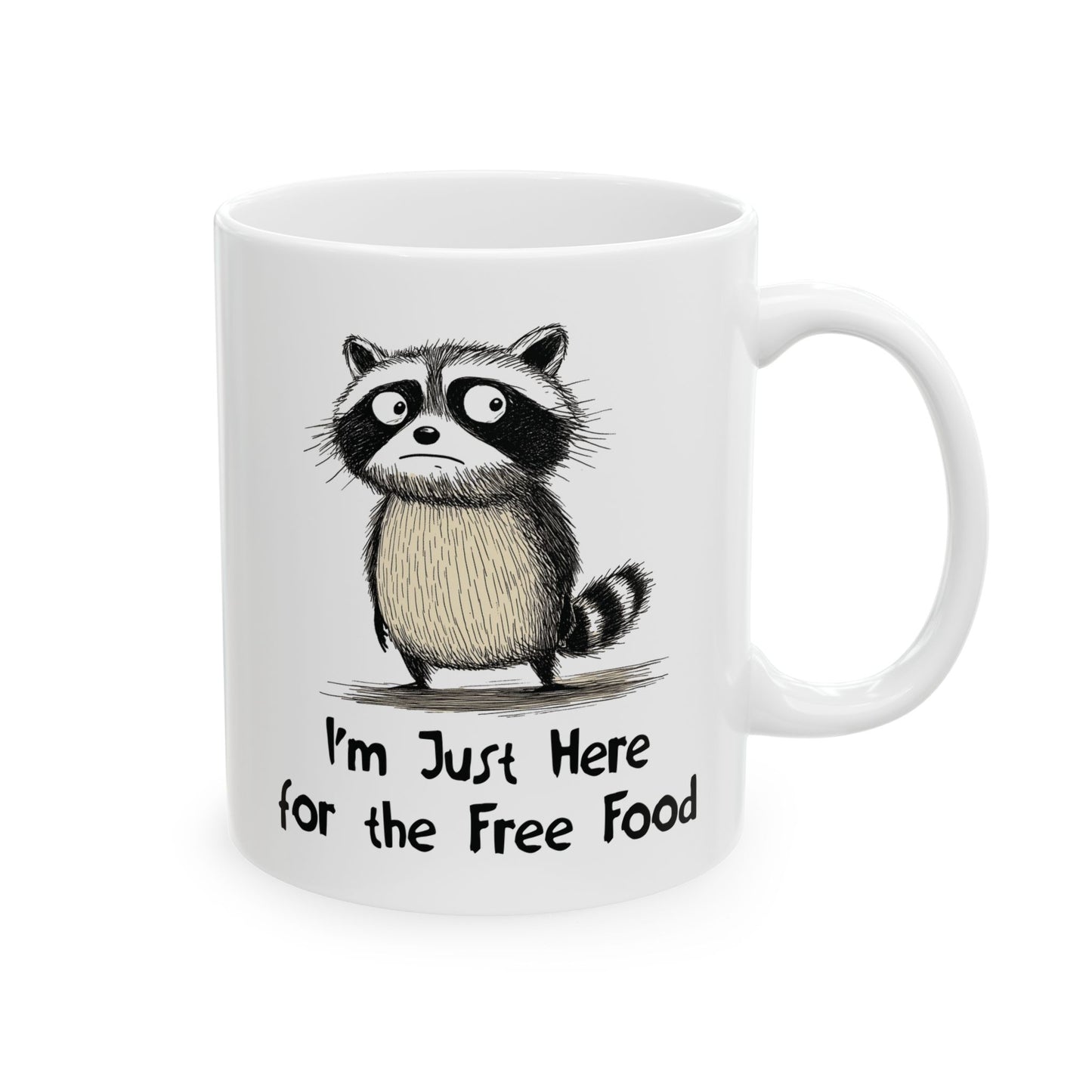 Free Food Mug | Funny Coffee Cup | Raccoon & Foodie Humor Gift