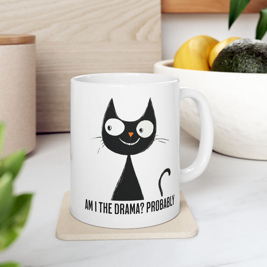 Am I the Drama? Mug | Funny Coffee Cup | Sarcastic & Chaotic Humor Gift