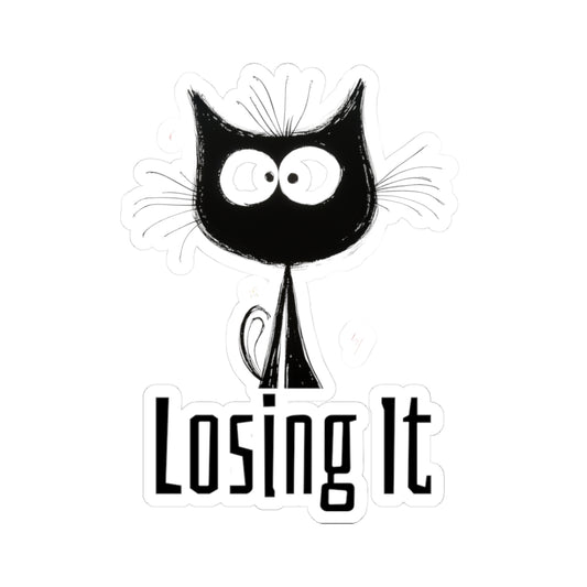 Losing It Sticker | Funny Cat Vinyl Decal | Anxiety & Mental Breakdown Humor