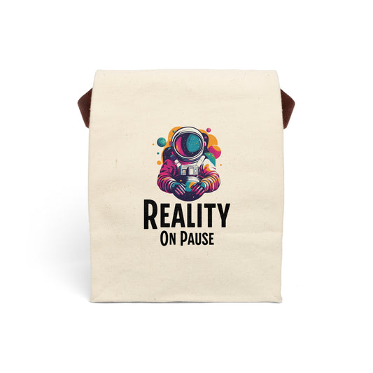 Reality on Pause Canvas Lunch Bag | Astronaut-Themed Eco Lunch Tote | Space Adventure Gift